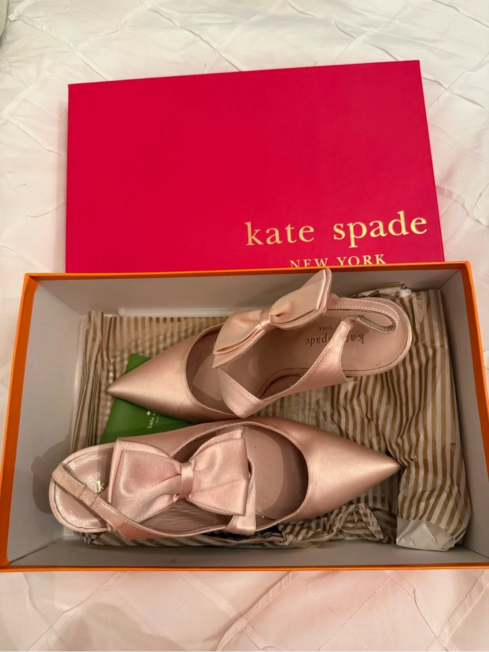 kate spade Women's Satin Bow Pointed-Toe Flats - Blush Pink